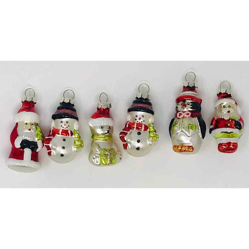 Kurt S Adler Santa Claus Snowman Penguin Polar Bear Ornaments Glass 2 1/4 In KSA